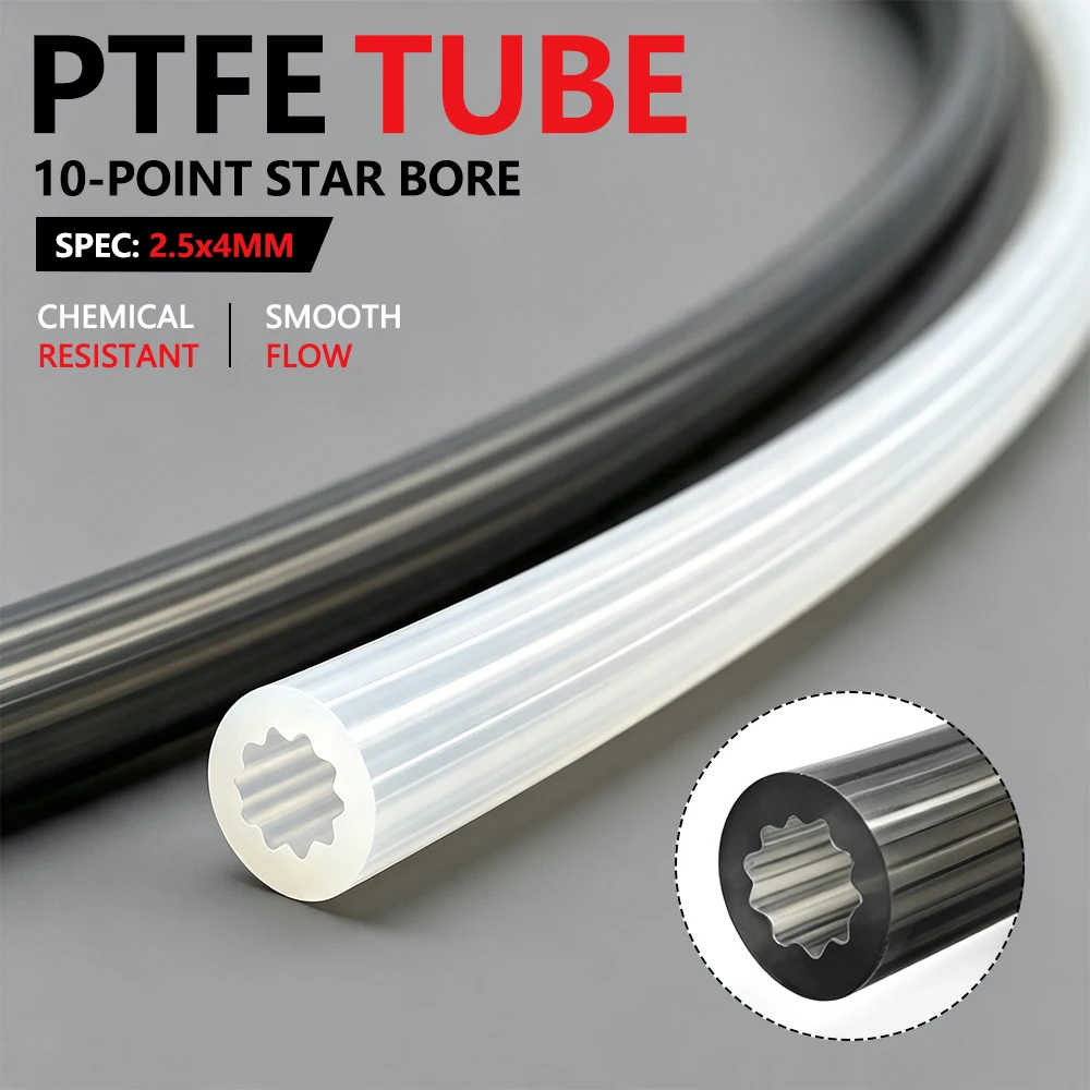 Ptfe Tube - Hochtemperatur-PTFE-Rohr 4x2,5mm Sternförmiges Korrosionsbeständiges Teflonrohr für