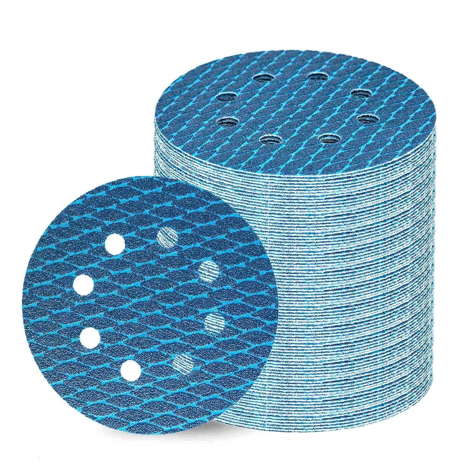 Extruder - Premium 5-Zoll Rhombus-Schleifscheiben, blau, 8-Loch, 20er-Pack
