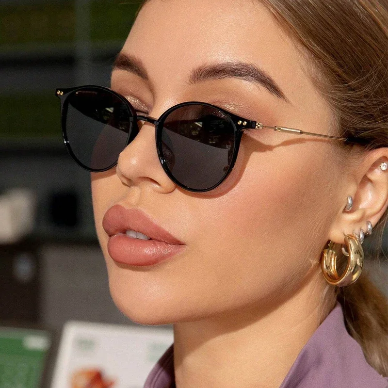 Uv Resin - Neue runde Vintage-Sonnenbrille für Damen, Retro-Luxusmarken-Designer-Sonnenbrille